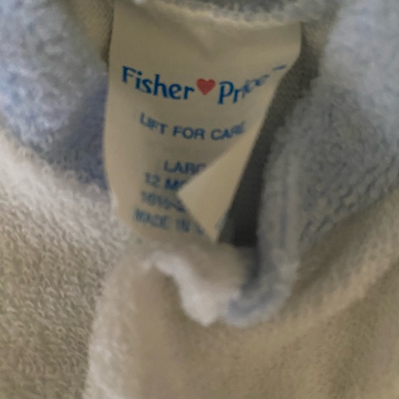 Vintage Fisher Price 12mo Cozy White Blue Horse Elephant Kids One Piece Onesie - Picture 7 of 14